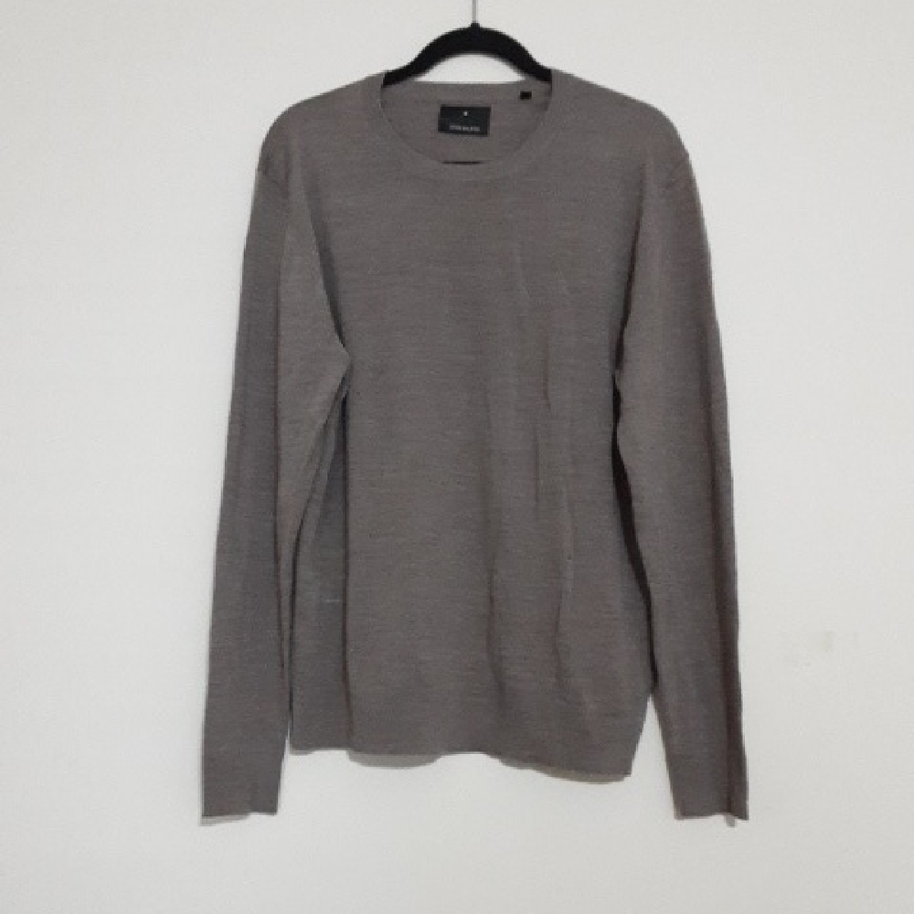 Junk de Lux Sweater brown merino wool pull over soft luxury event casual men xl